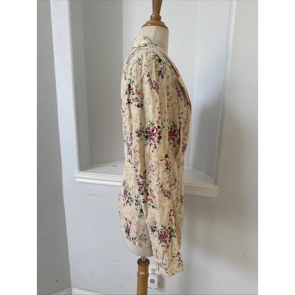Free People Jacket XS Linen Blend Double Breast Boho Cottagecore Prairie